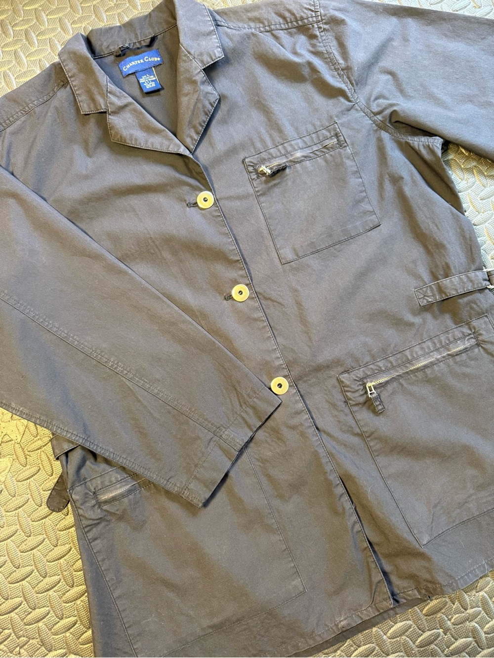 Charter Club Charcoal Professional Utility Cotton Jacket With Zip Pockets Size L - Picture 4 of 11